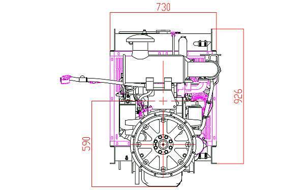 QSB3.9-G31東風(fēng)康明斯發(fā)動機外形尺寸后視圖.png