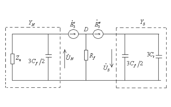 發電機定子D點接地三次諧波等效電路圖.png