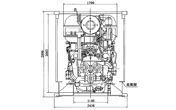 開頂高柜集裝箱柴油發(fā)電機組橫剖面圖.png