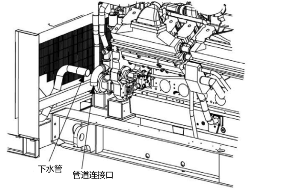 康明斯水箱散熱器下水管安裝前.png