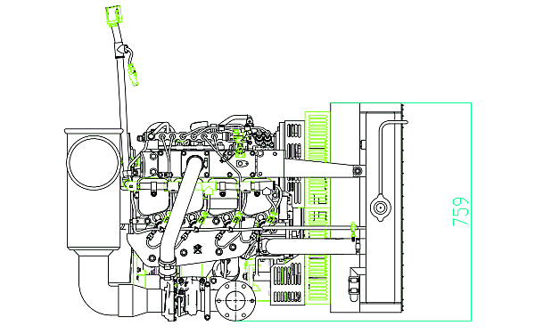 QSB3.9-G31東風(fēng)康明斯發(fā)動機(jī)外形尺寸俯視圖.png