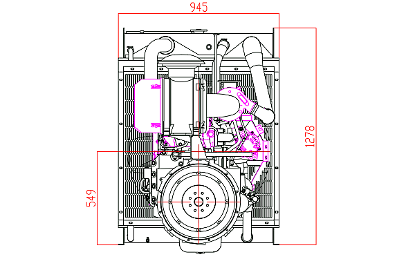 QSB6.7-G31東風康明斯發動機外形尺寸后視圖.png