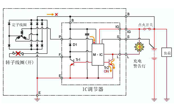 IC調節器輸出控制電路圖-硅整流發電機.png