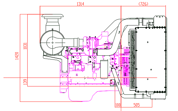 QSL8.9-G33東風(fēng)康明斯發(fā)動(dòng)機(jī)外形尺寸側(cè)視圖.png