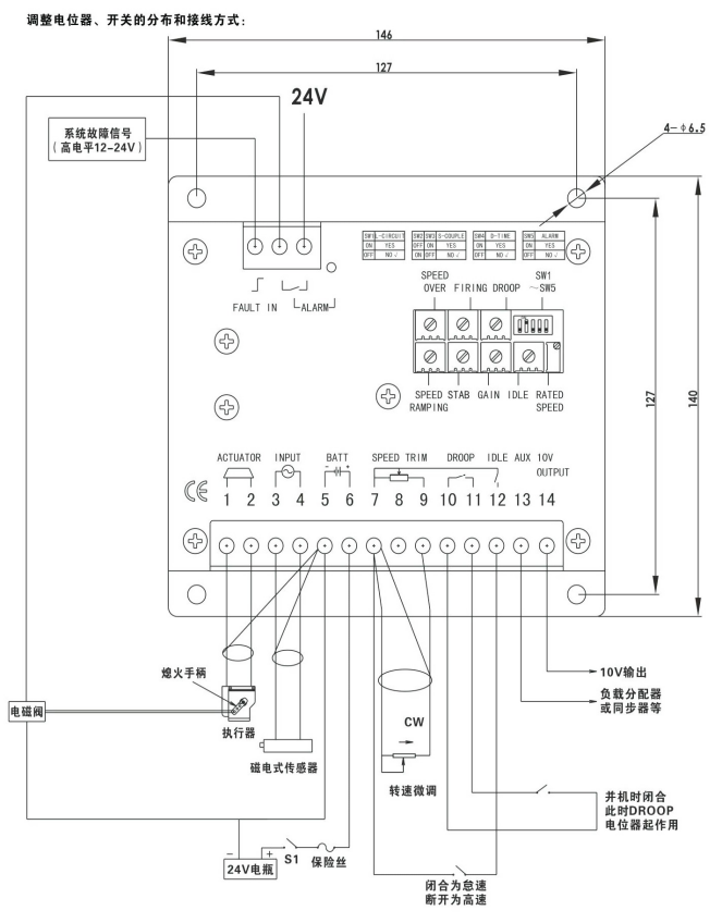 調(diào)速板電位器、開關(guān)和接線方式-康明斯柴油發(fā)電機組.png