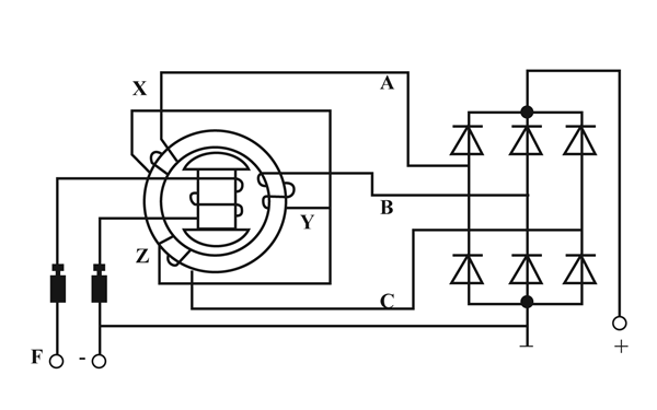 硅整流發電機電路示意圖png